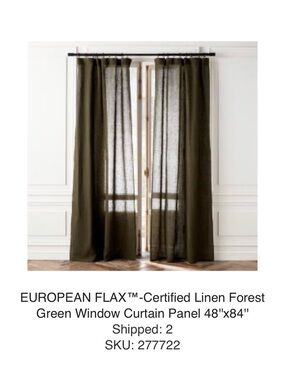 CB2 Forest Green Linen Window Curtain Panels (set of 2)